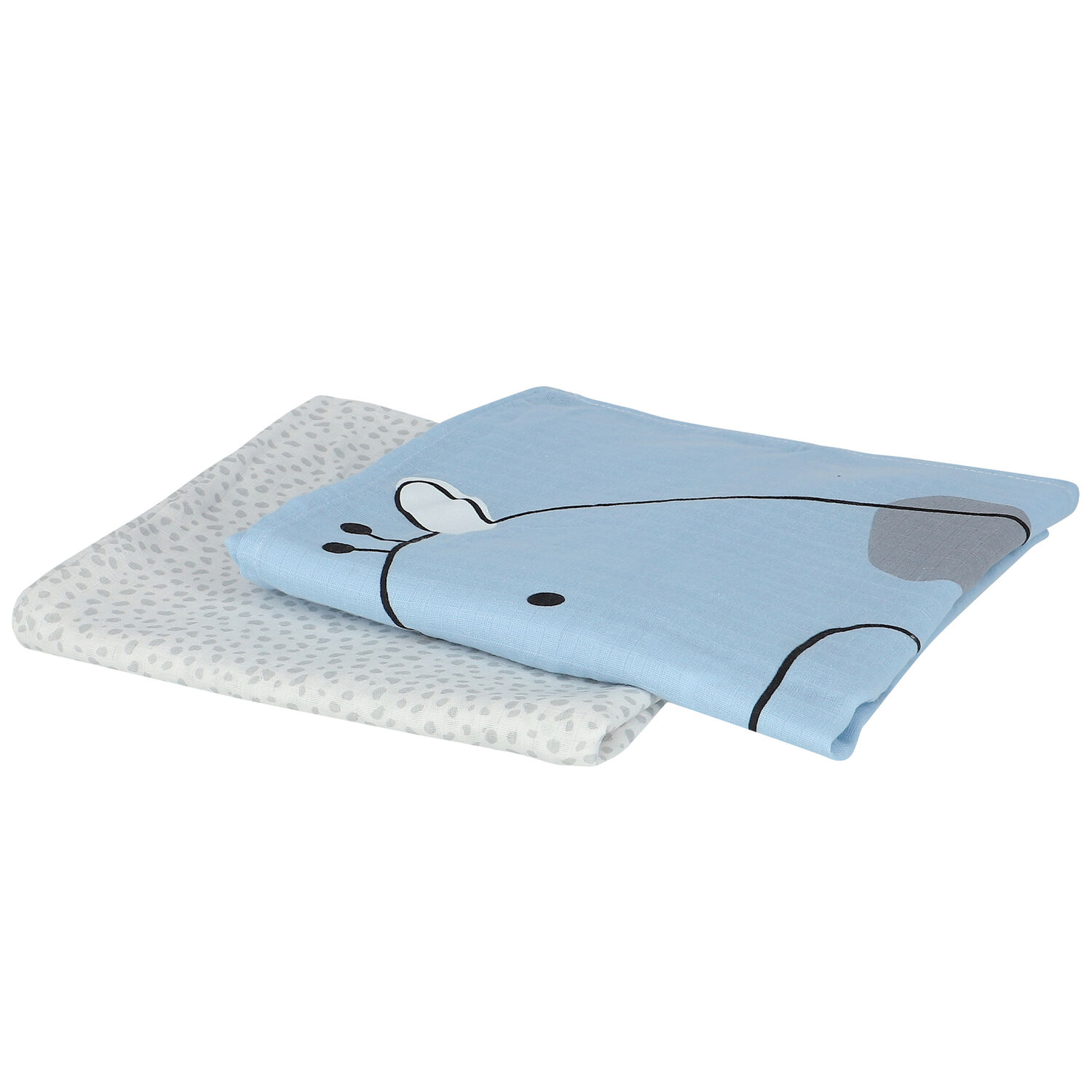 White & Blue Muslin Swaddles ( 2-Pack ), 1, hi-res image number null